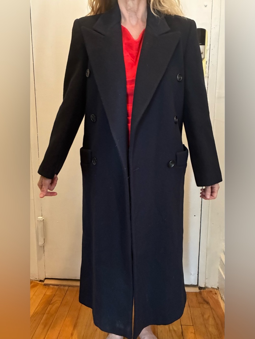 Vintage Made in USA Black Wool Double breasted Wool coat